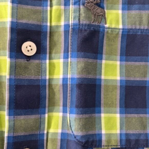 Abercrombie Fitch L Blue Green Muscle Fit Check Retro Campus Core Vibrant - Picture 4 of 6